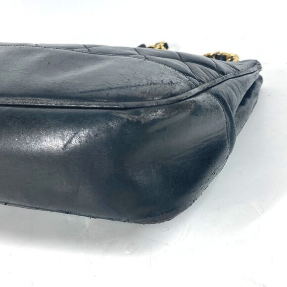 CHANEL Vintage Black Lambskin Leather Coco Mark Shoulder Bag - Picture 6 of 16
